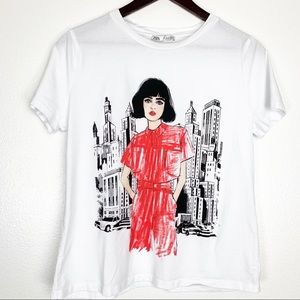 ZARA WHITE SHORT-SLEEVES T-SHIRT